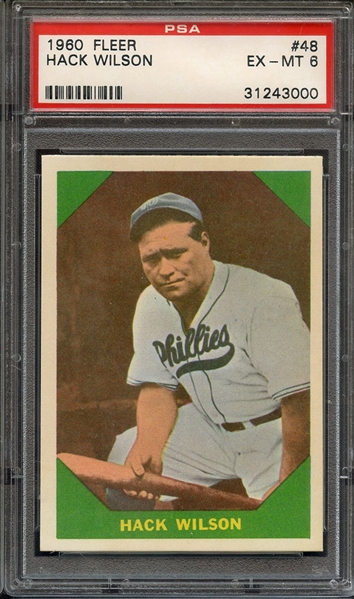 1960 FLEER 48 HACK WILSON PSA EX-MT 6