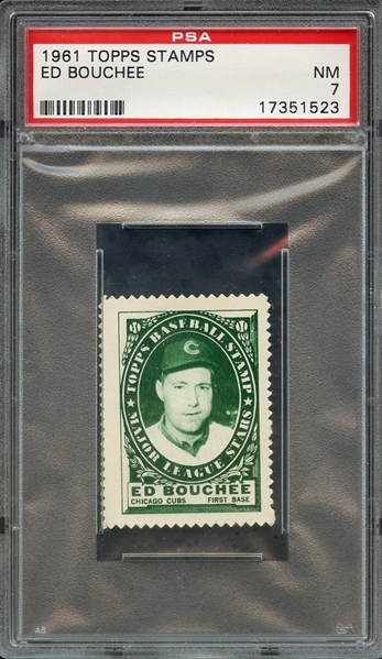 1961 TOPPS STAMPS ED BOUCHEE PSA NM 7