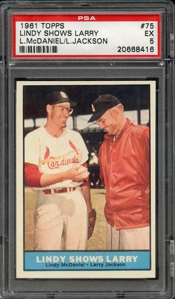 1961 TOPPS 75 LINDY SHOWS LARRY L.McDANIEL/L.JACKSON PSA EX 5