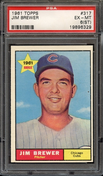 1961 TOPPS 317 JIM BREWER PSA EX-MT 6 (ST)