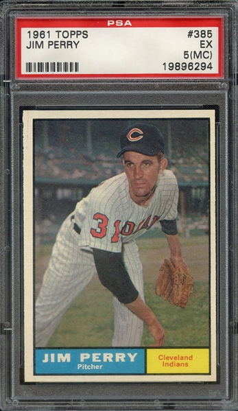 1961 TOPPS 385 JIM PERRY PSA EX 5 (MC)