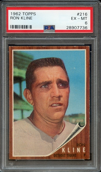 1962 TOPPS 216 RON KLINE PSA EX-MT 6