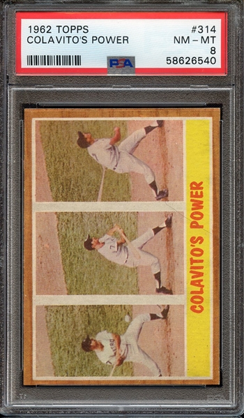 1962 TOPPS 314 COLAVITO'S POWER PSA NM-MT 8