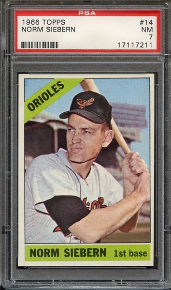 1966 TOPPS 14 NORM SIEBERN PSA NM 7