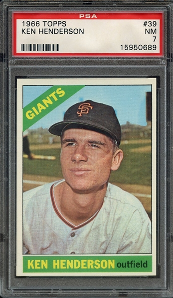 1966 TOPPS 39 KEN HENDERSON PSA NM 7