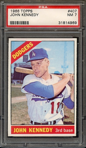 1966 TOPPS 407 JOHN KENNEDY PSA NM 7