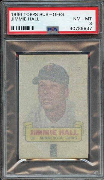 1966 TOPPS RUB-OFFS JIMMIE HALL PSA NM-MT 8