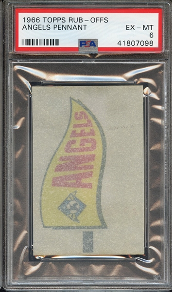 1966 TOPPS RUB-OFFS ANGELS PENNANT PSA EX-MT 6