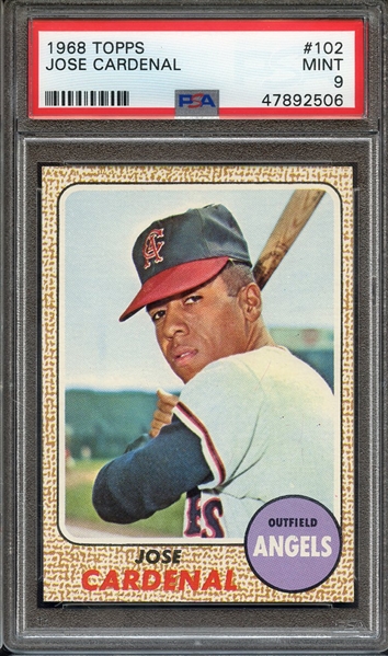 1968 TOPPS 102 JOSE CARDENAL PSA MINT 9