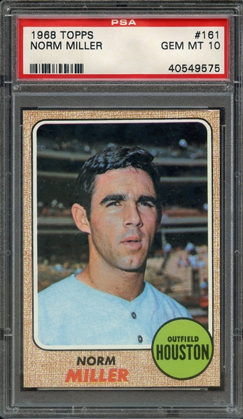 1968 TOPPS 161 NORM MILLER PSA GEM MT 10