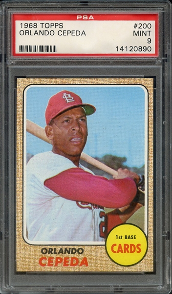 1968 TOPPS 200 ORLANDO CEPEDA PSA MINT 9