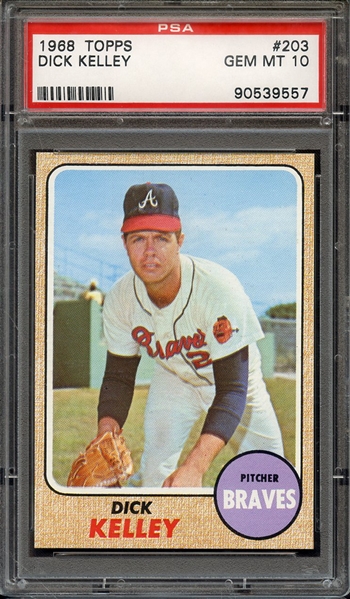 1968 TOPPS 203 DICK KELLEY PSA GEM MT 10