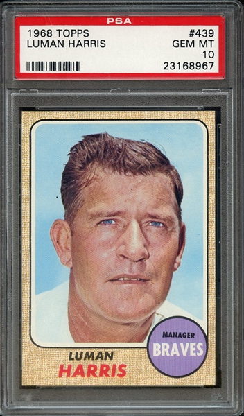 1968 TOPPS 439 LUMAN HARRIS PSA GEM MT 10