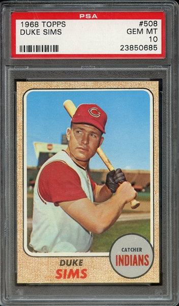 1968 TOPPS 508 DUKE SIMS PSA GEM MT 10