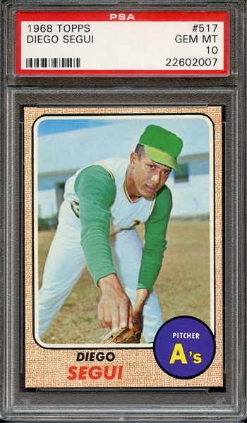 1968 TOPPS 517 DIEGO SEGUI PSA GEM MT 10