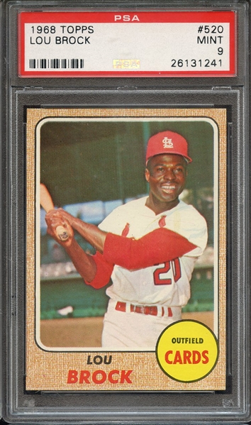 1968 TOPPS 520 LOU BROCK PSA MINT 9