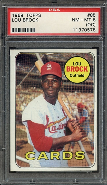 1969 TOPPS 85 LOU BROCK PSA NM-MT 8 (OC)