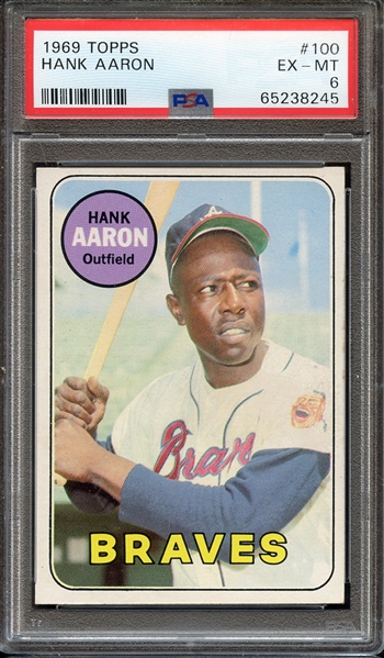 1969 TOPPS 100 HANK AARON PSA EX-MT 6