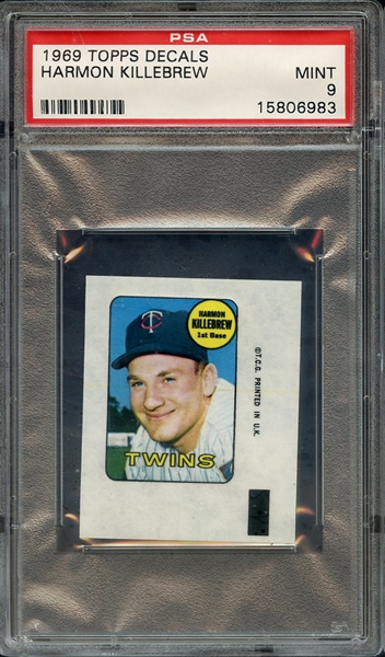 1969 TOPPS DECALS HARMON KILLEBREW PSA MINT 9