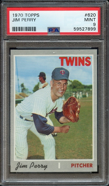 1970 TOPPS 620 JIM PERRY PSA MINT 9