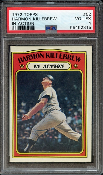 1972 TOPPS 52 HARMON KILLEBREW IN ACTION PSA VG-EX 4