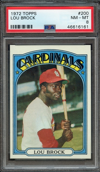 1972 TOPPS 200 LOU BROCK PSA NM-MT 8