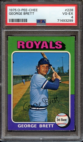 1975 O-PEE-CHEE 228 GEORGE BRETT PSA VG-EX 4