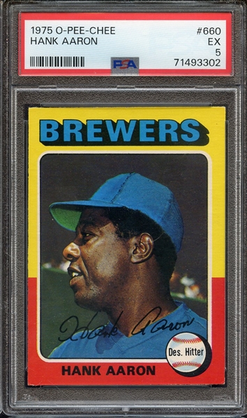 1975 O-PEE-CHEE 660 HANK AARON PSA EX 5