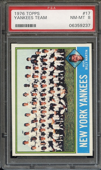 1976 TOPPS 17 YANKEES TEAM PSA NM-MT 8