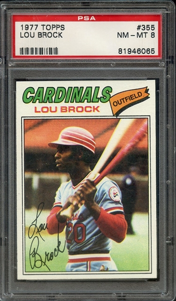 1977 TOPPS 355 LOU BROCK PSA NM-MT 8