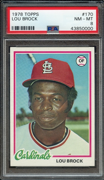 1978 TOPPS 170 LOU BROCK PSA NM-MT 8