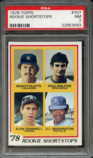 1978 TOPPS 707 ROOKIE SHORTSTOPS PSA NM 7