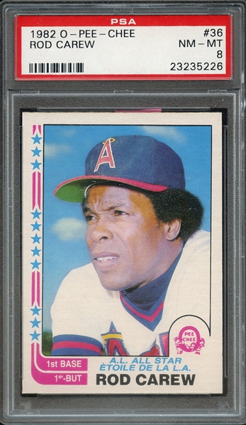 1982 O-PEE-CHEE 36 ROD CAREW PSA NM-MT 8