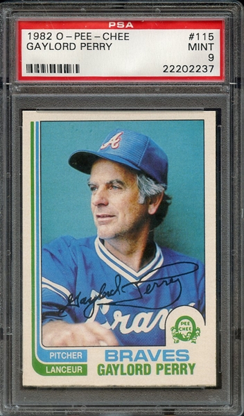 1982 O-PEE-CHEE 115 GAYLORD PERRY PSA MINT 9