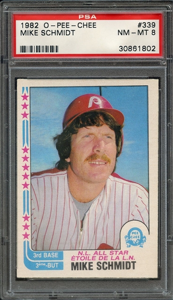 1982 O-PEE-CHEE 339 MIKE SCHMIDT PSA NM-MT 8