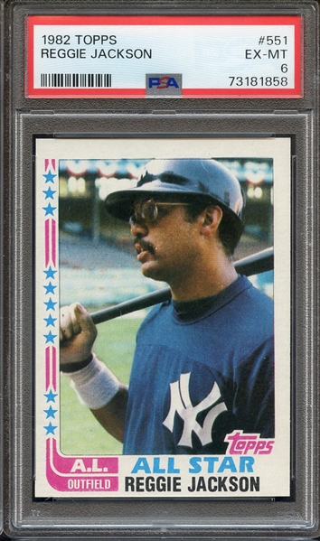 1982 TOPPS 551 REGGIE JACKSON PSA EX-MT 6