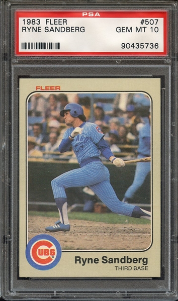 1983 FLEER 507 RYNE SANDBERG PSA GEM MT 10