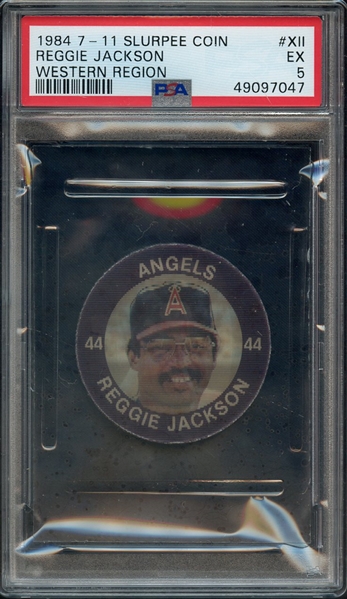 1984 7-11 SLURPEE COIN WESTERN REGION XII REGGIE JACKSON WESTERN REGION PSA EX 5