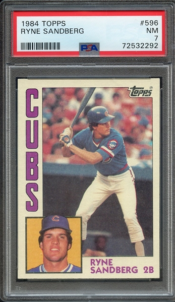 1984 TOPPS 596 RYNE SANDBERG PSA NM 7