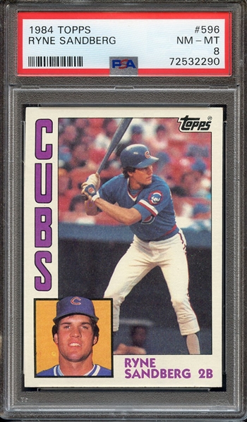 1984 TOPPS 596 RYNE SANDBERG PSA NM-MT 8