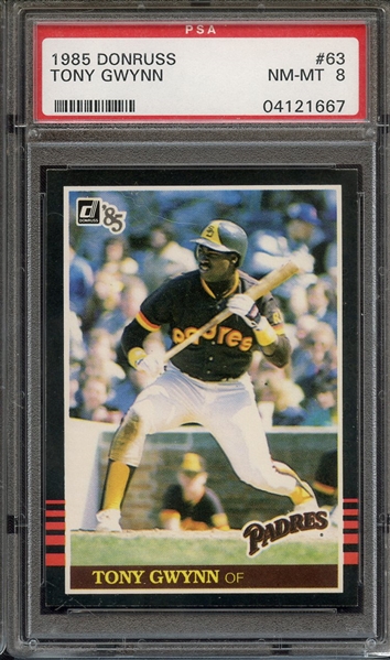 1985 DONRUSS 63 TONY GWYNN PSA NM-MT 8