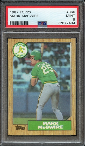 1987 TOPPS 366 MARK McGWIRE PSA MINT 9