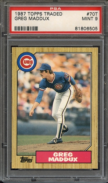 1987 TOPPS TRADED 70T GREG MADDUX PSA MINT 9