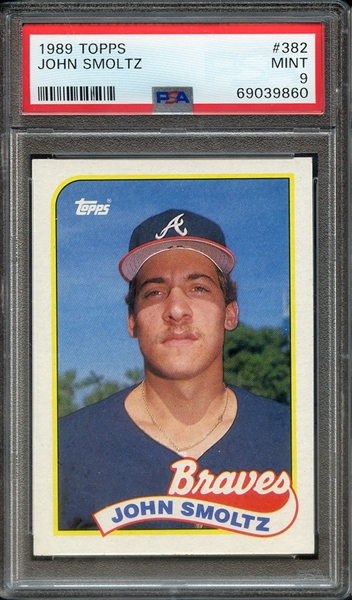 1989 TOPPS 382 JOHN SMOLTZ PSA MINT 9