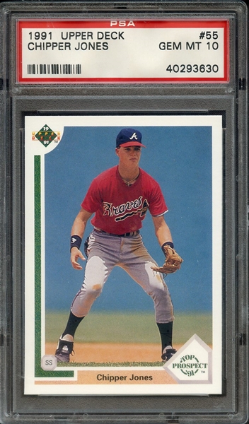 1991 UPPER DECK 55 CHIPPER JONES PSA GEM MT 10