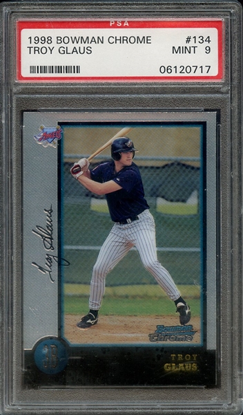 1998 BOWMAN CHROME 134 TROY GLAUS PSA MINT 9