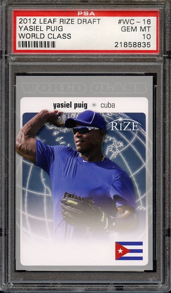 2012 LEAF RIZE DRAFT WORLD CLASS WC-16 YASIEL PUIG WORLD CLASS PSA GEM MT 10