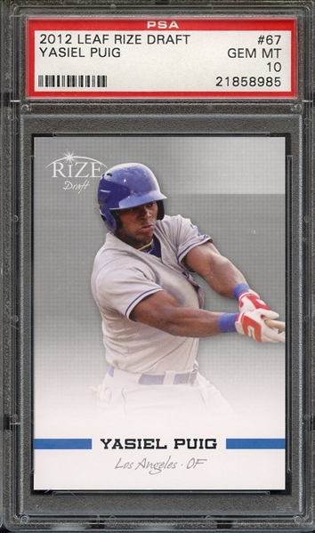 2012 LEAF RIZE DRAFT 67 YASIEL PUIG PSA GEM MT 10