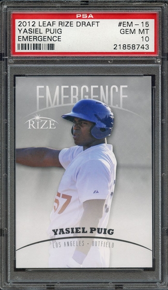 2012 LEAF RIZE DRAFT EMERGENCE EM-15 YASIEL PUIG EMERGENCE PSA GEM MT 10