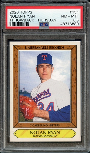 2020 TOPPS THROWBACK THURSDAY 151 NOLAN RYAN THROWBACK THURSDAY PSA NM-MT+ 8.5